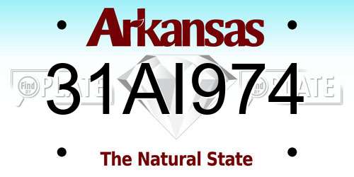 31AI974 Arkansas License Plate
