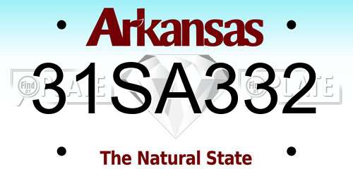 31SA332 Arkansas License Plate