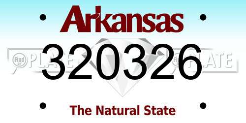 320326 Arkansas License Plate