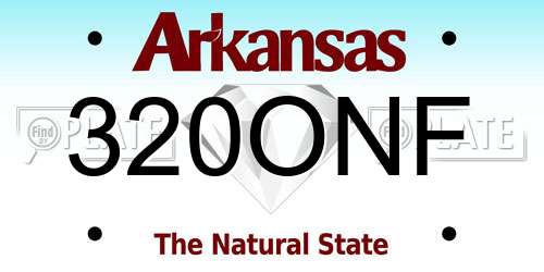 320ONF Arkansas License Plate