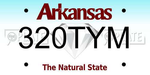 320TYM Arkansas License Plate