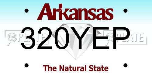 320YEP Arkansas License Plate