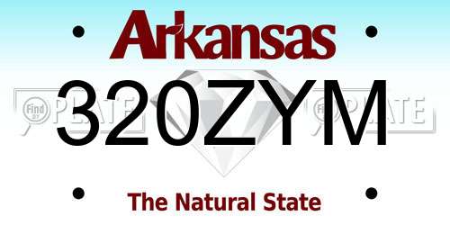 320ZYM Arkansas License Plate