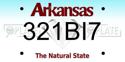321BI7 Arkansas License Plate