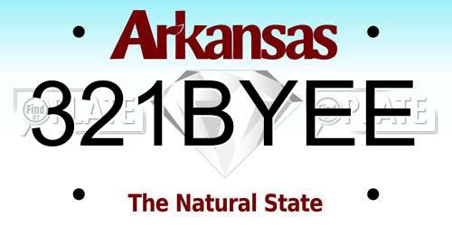 321BYEE Arkansas License Plate