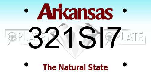 321SI7 Arkansas License Plate