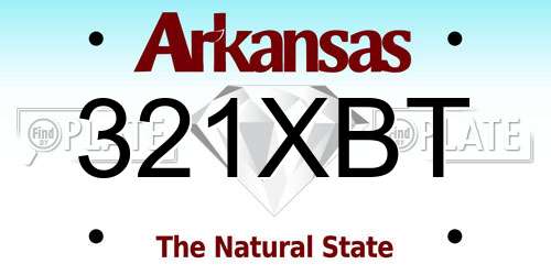 321XBT Arkansas License Plate