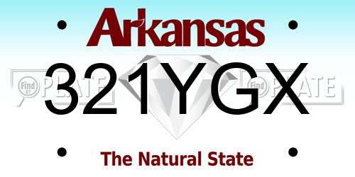 321YGX Arkansas License Plate