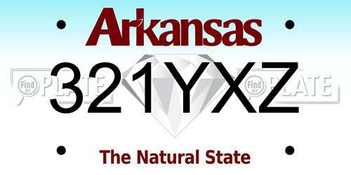 321YXZ Arkansas License Plate