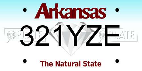 321YZE Arkansas License Plate