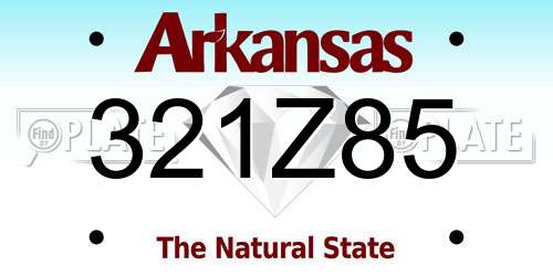 321Z85 Arkansas License Plate