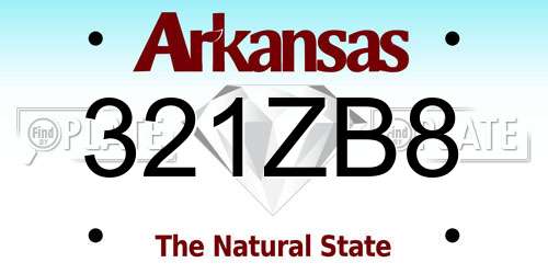 321ZB8 Arkansas License Plate