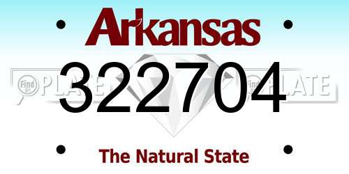 322704 Arkansas License Plate