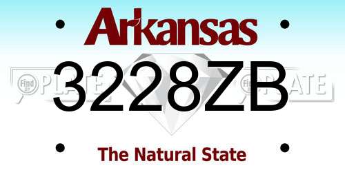 3228ZB Arkansas License Plate