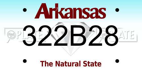 322B28 Arkansas License Plate