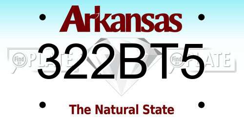 322BT5 Arkansas License Plate