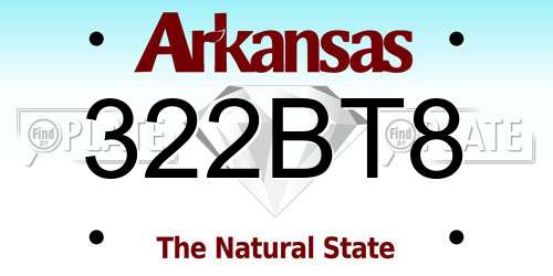 322BT8 Arkansas License Plate