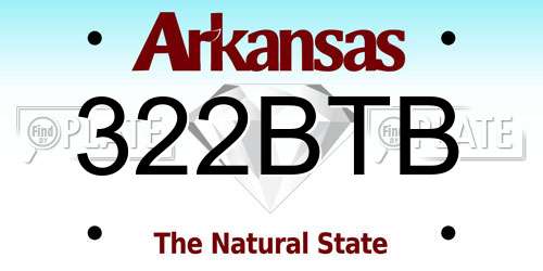 322BTB Arkansas License Plate
