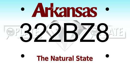 322BZ8 Arkansas License Plate