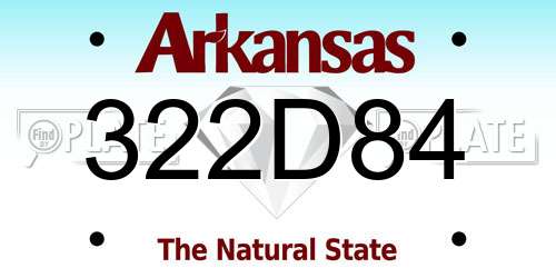 322D84 Arkansas License Plate