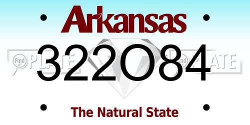 322O84 Arkansas License Plate