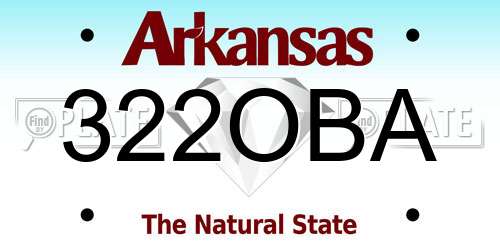 322OBA Arkansas License Plate