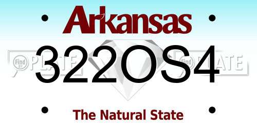 322OS4 Arkansas License Plate