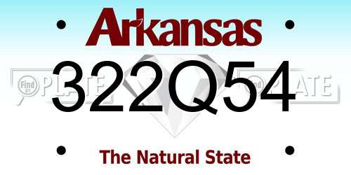 322Q54 Arkansas License Plate