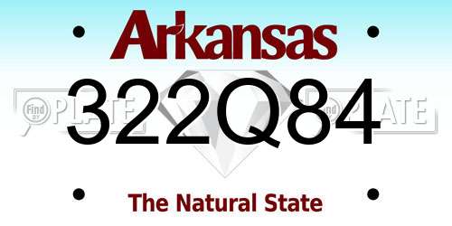 322Q84 Arkansas License Plate