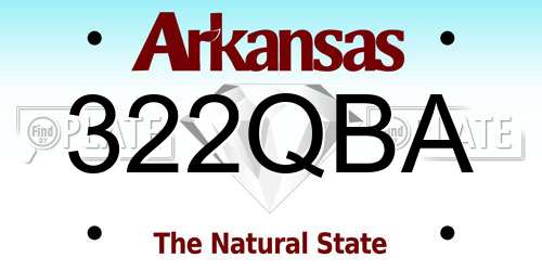 322QBA Arkansas License Plate