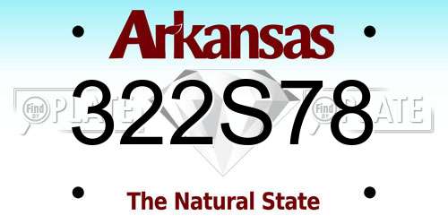 322S78 Arkansas License Plate