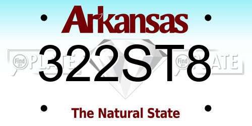 322ST8 Arkansas License Plate