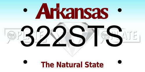 322STS Arkansas License Plate
