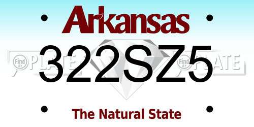 322SZ5 Arkansas License Plate