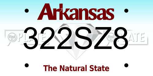 322SZ8 Arkansas License Plate