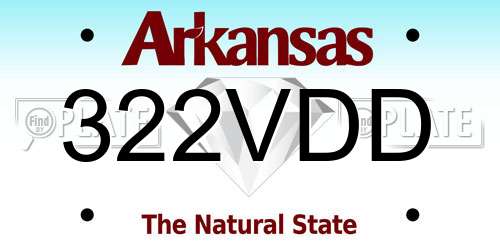 322VDD Arkansas License Plate