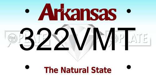 322VMT Arkansas License Plate
