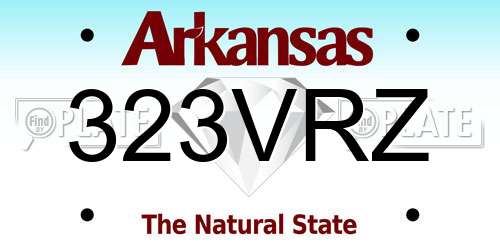 323VRZ Arkansas License Plate