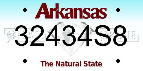 32434S8 Arkansas License Plate