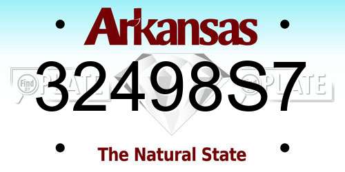 32498S7 Arkansas License Plate
