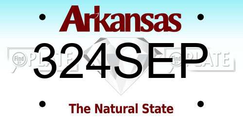 324SEP Arkansas License Plate