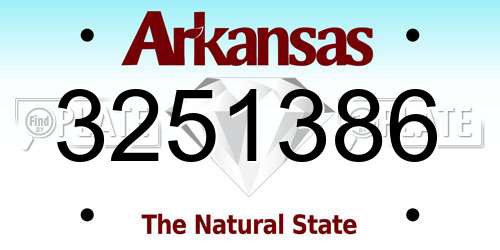 3251386 Arkansas License Plate