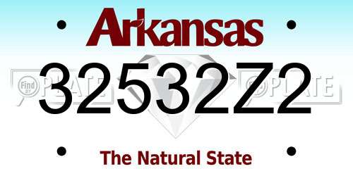 32532Z2 Arkansas License Plate