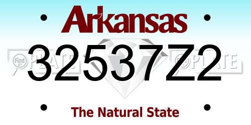32537Z2 Arkansas License Plate