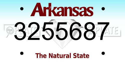 3255687 Arkansas License Plate