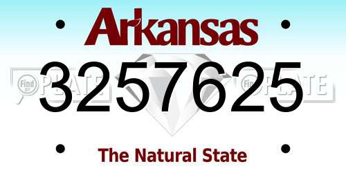 3257625 Arkansas License Plate