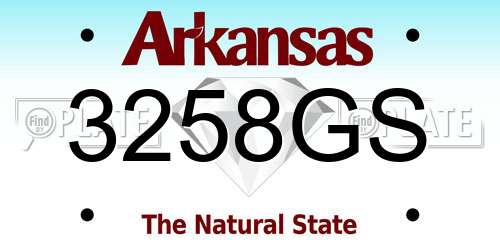 3258GS Arkansas License Plate