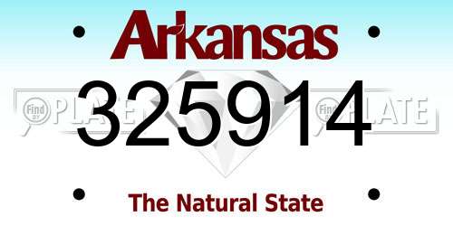 325914 Arkansas License Plate