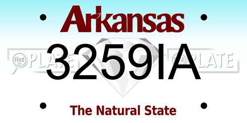 3259IA Arkansas License Plate