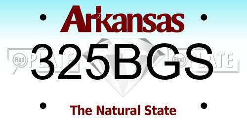 325BGS Arkansas License Plate